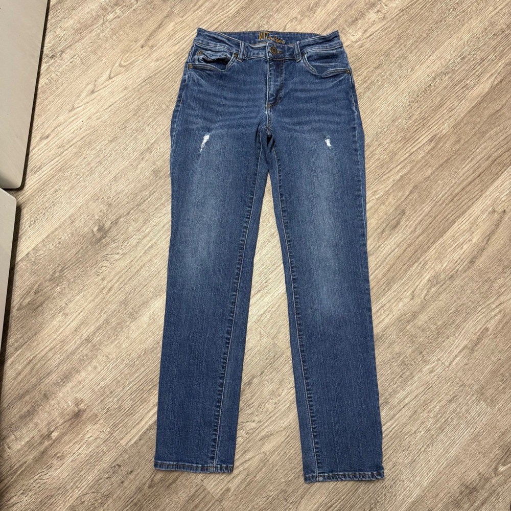 KUT from the Kloth Womens Straight Leg Distressed Medium Wash Jeans Size 2